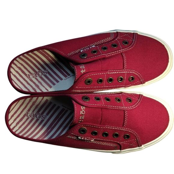 Toas EZ Soul Red Canvas Slip On Mule Sneakers Size 9 - Picture 3 of 16